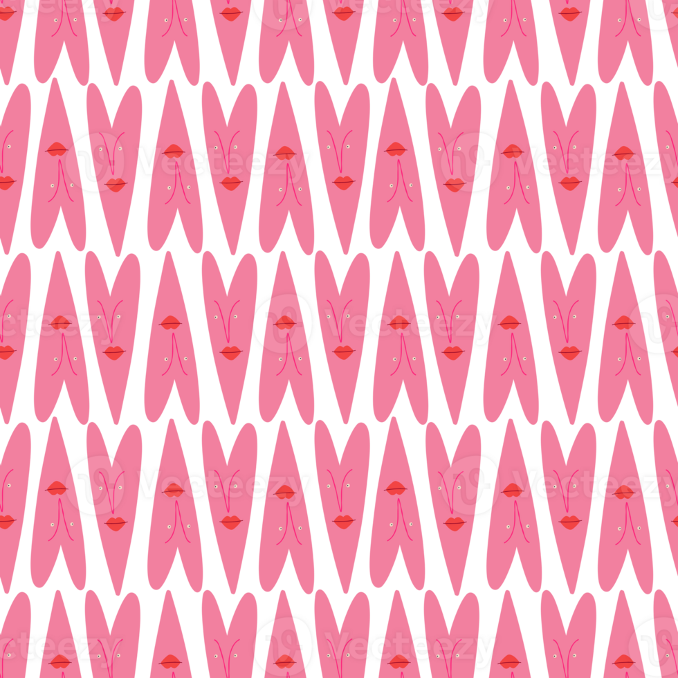 Valentine's Day pattern with pink strange hearts png