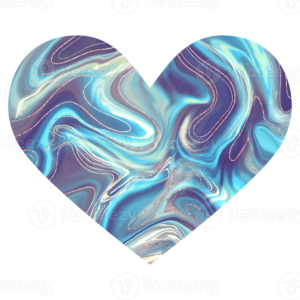Blue shiny marble heart.Design for Valentines day png