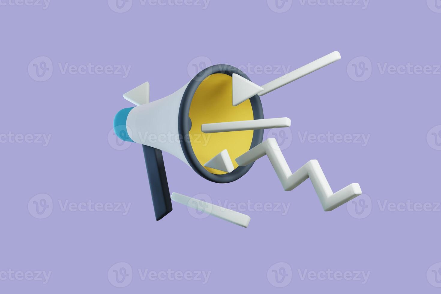 3d megaphone speaker or loudspeaker for announce, Speakerphone notice 3d icon vector render illustration photo