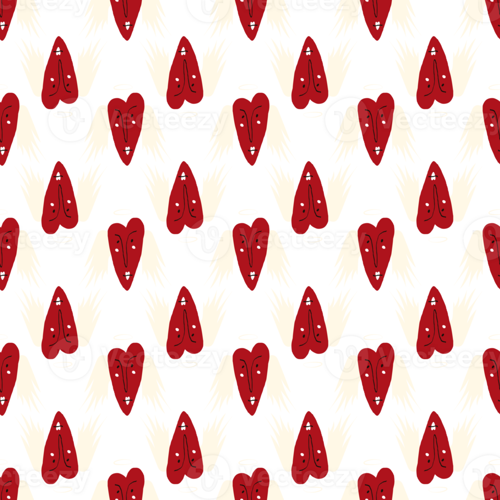 Bright Valentines Day seamless pattern with cool angels hearts. png