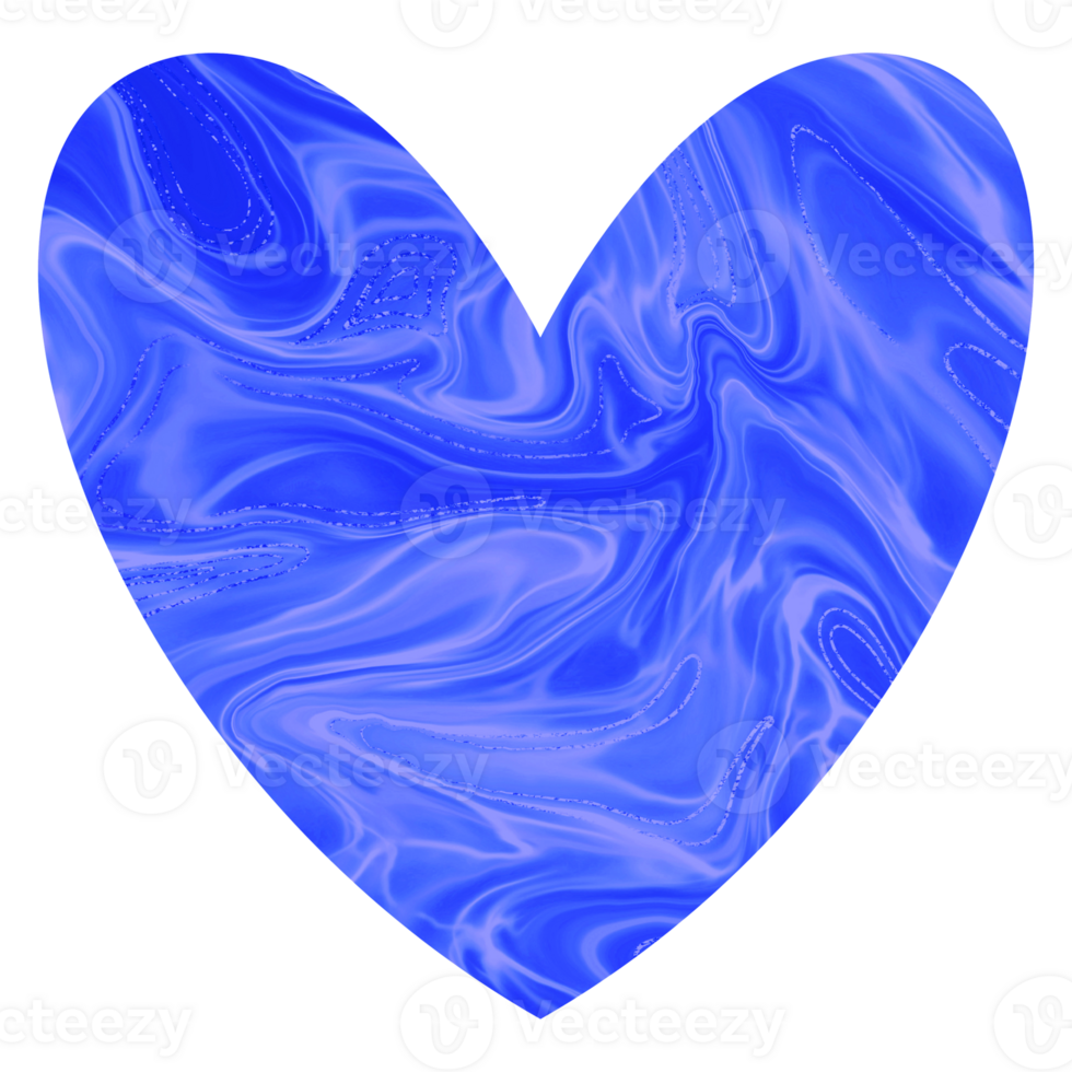 Blue shiny marble heart.Design for Valentines day png