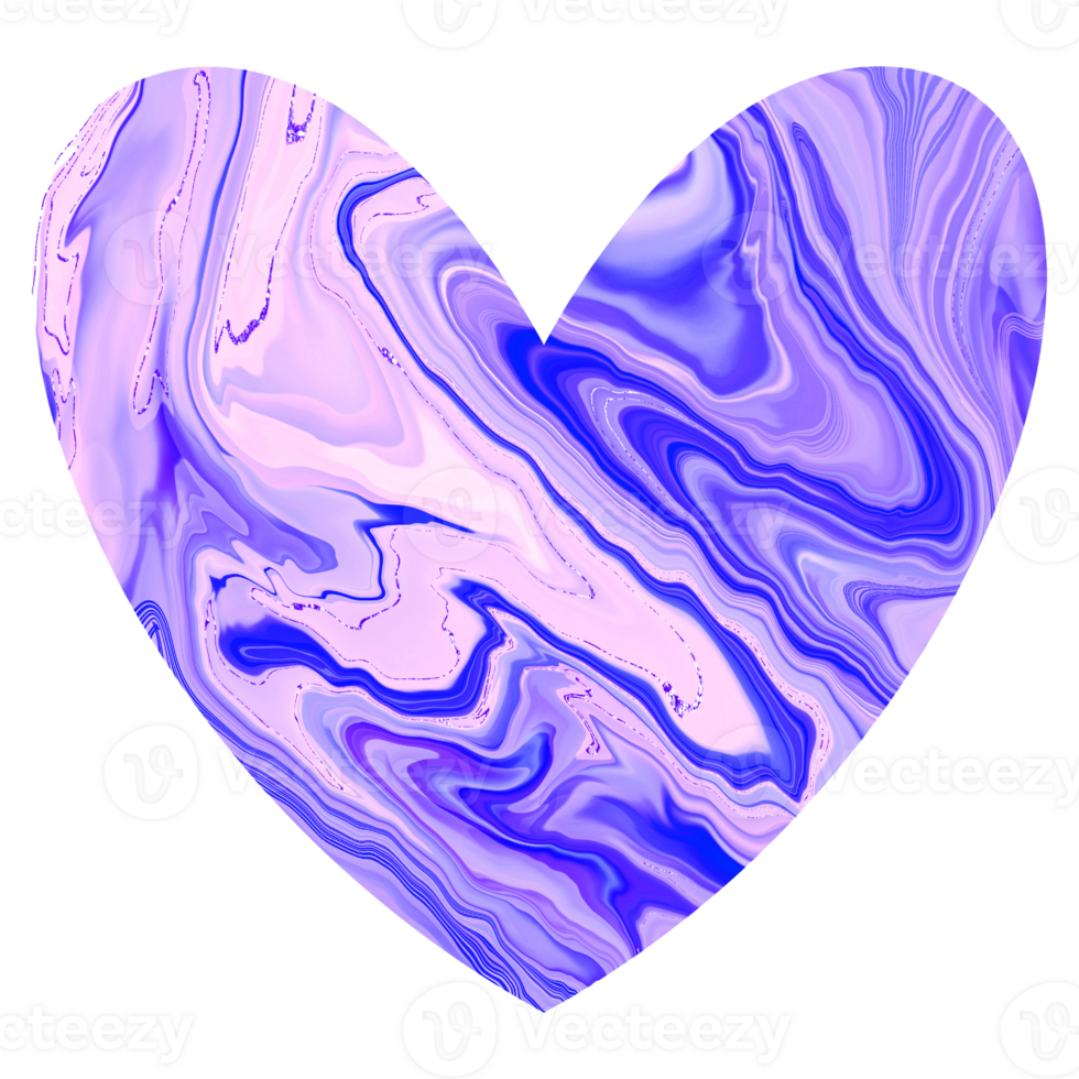 Blue shiny marble heart.Design for Valentines day png