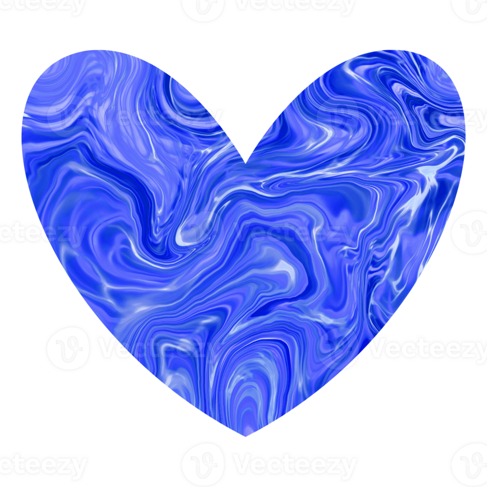 Blue shiny marble heart.Design for Valentines day png
