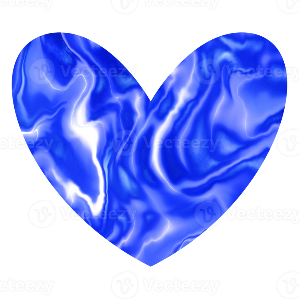 Blue shiny marble heart.Design for Valentines day png