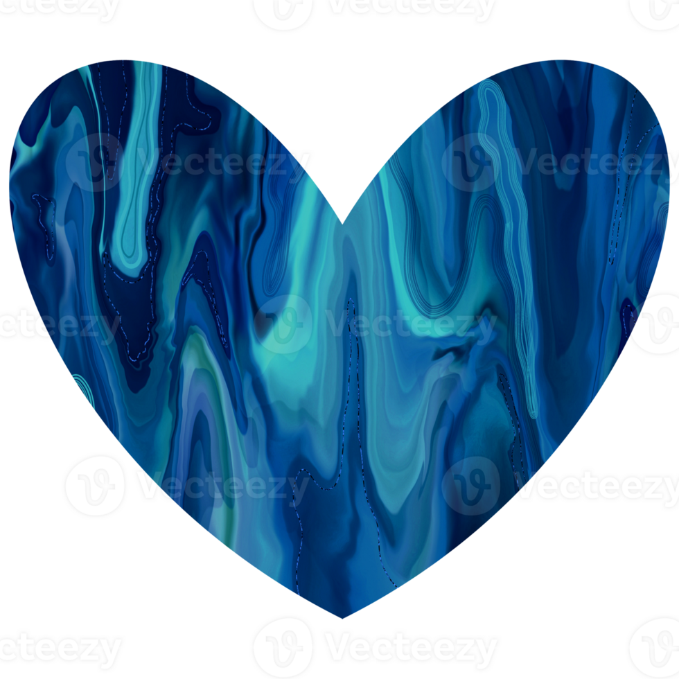 Blue shiny marble heart.Design for Valentines day png