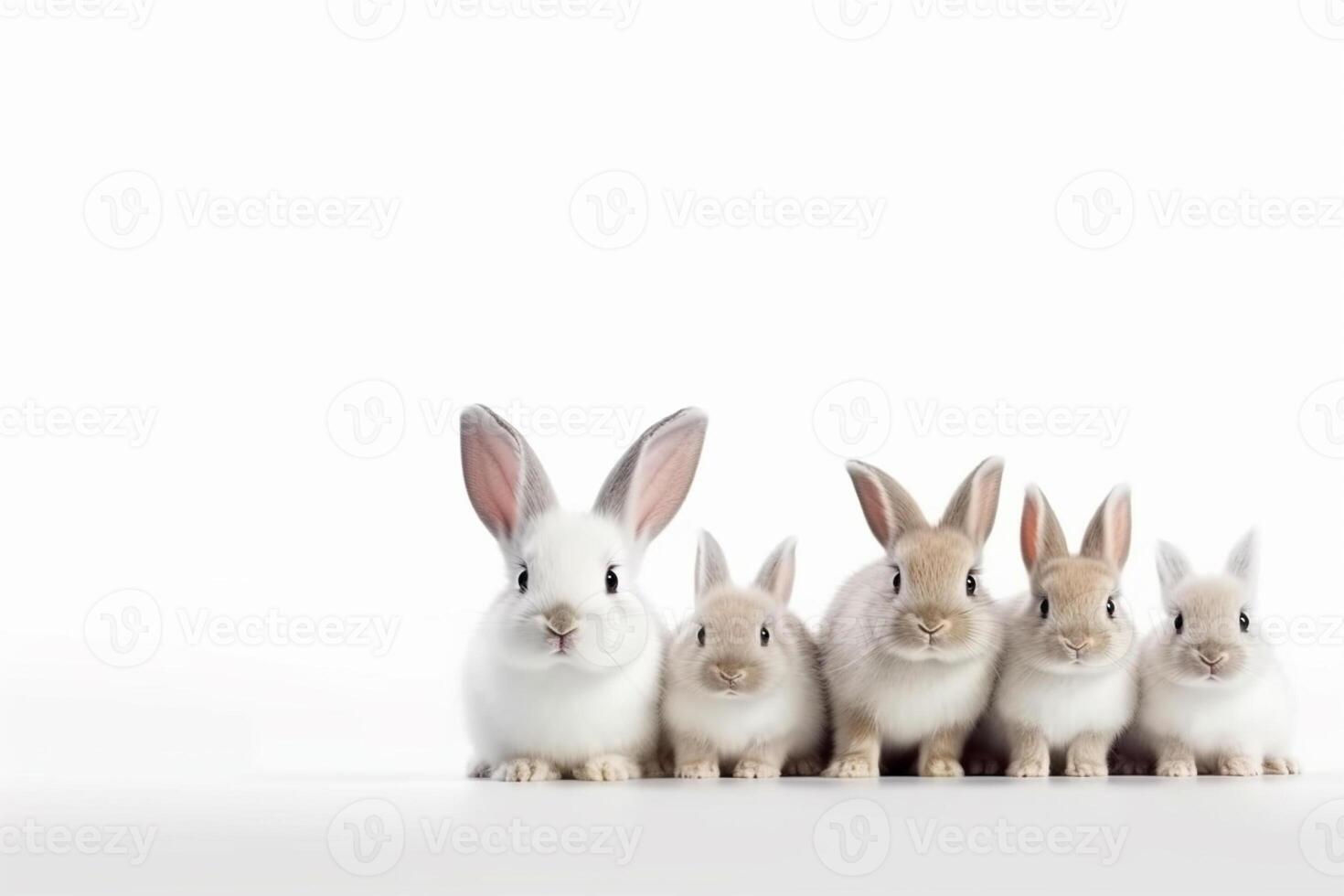 ai generado linda Conejo animal de modo realista. blanco antecedentes foto