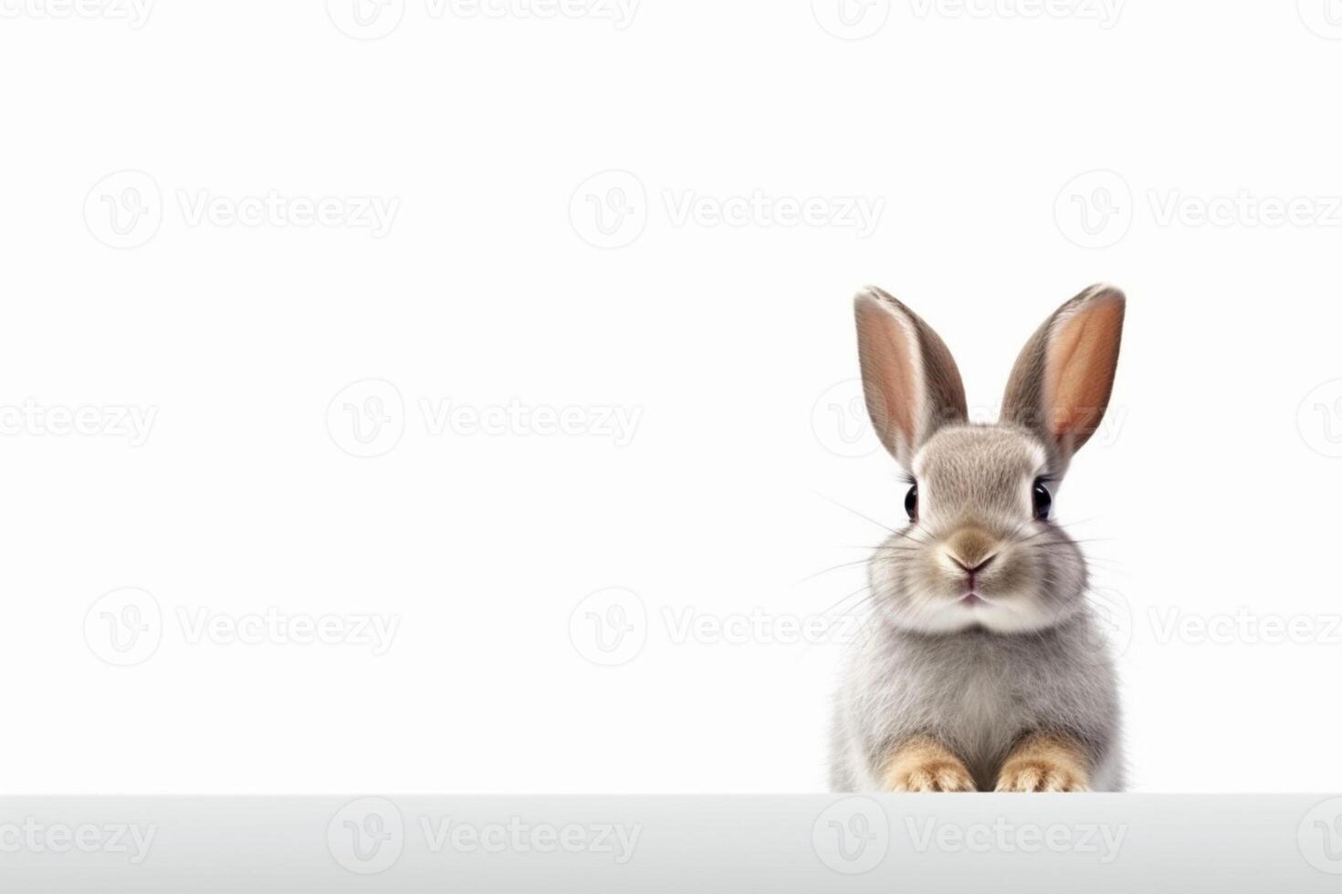 AI generated Cute rabbit animal realistically. white background photo