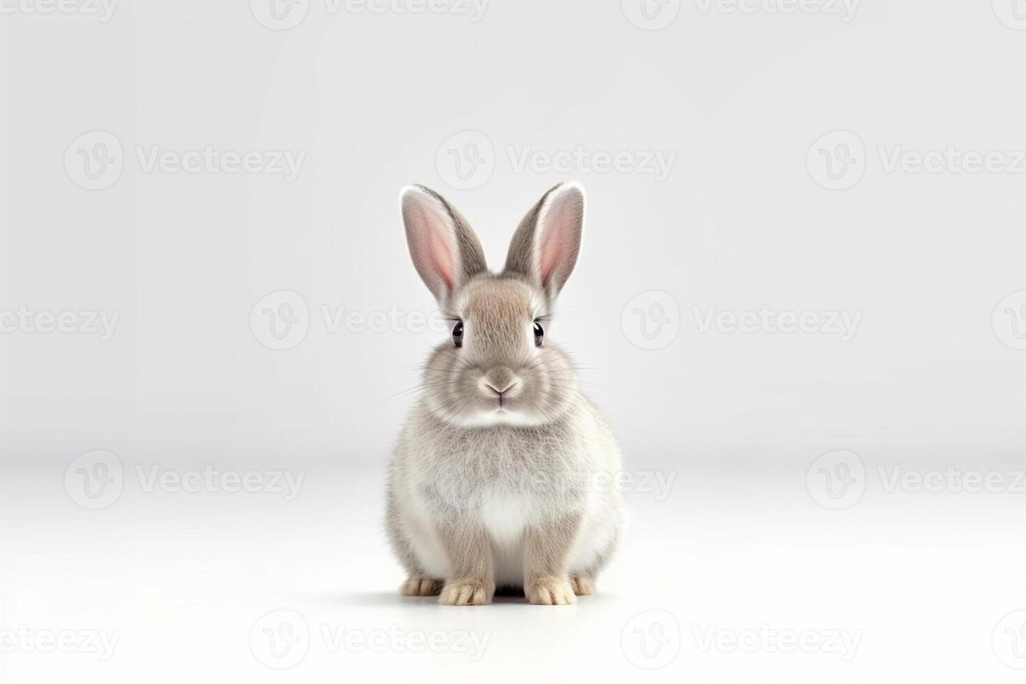 ai generado linda Conejo animal de modo realista. blanco antecedentes foto