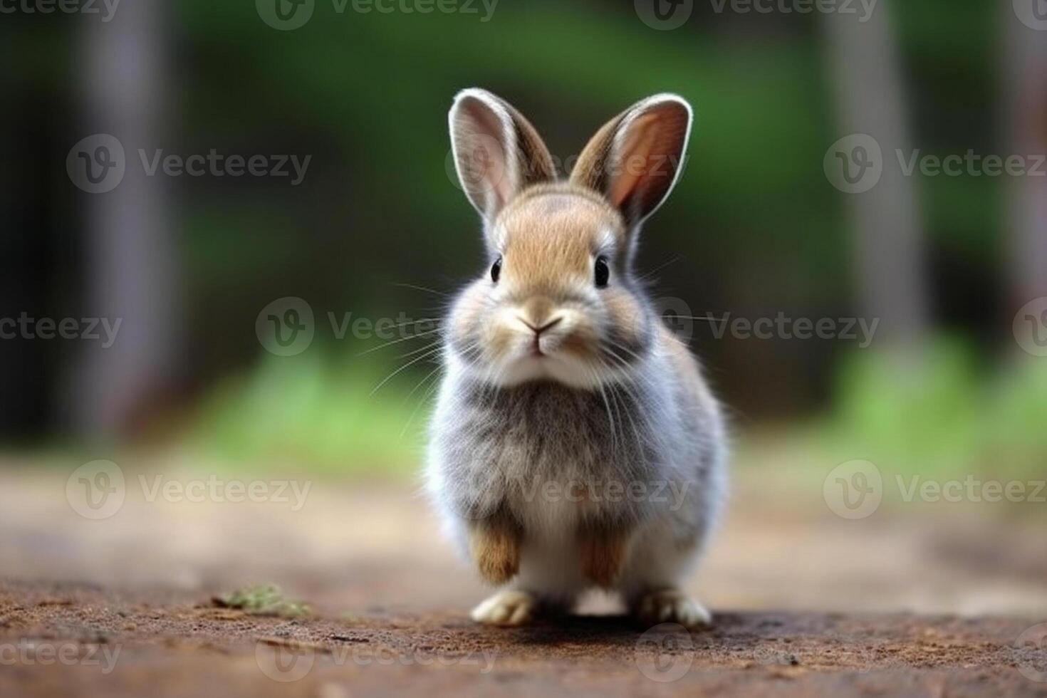 AI generated Cute rabbit animal realistically. white background photo