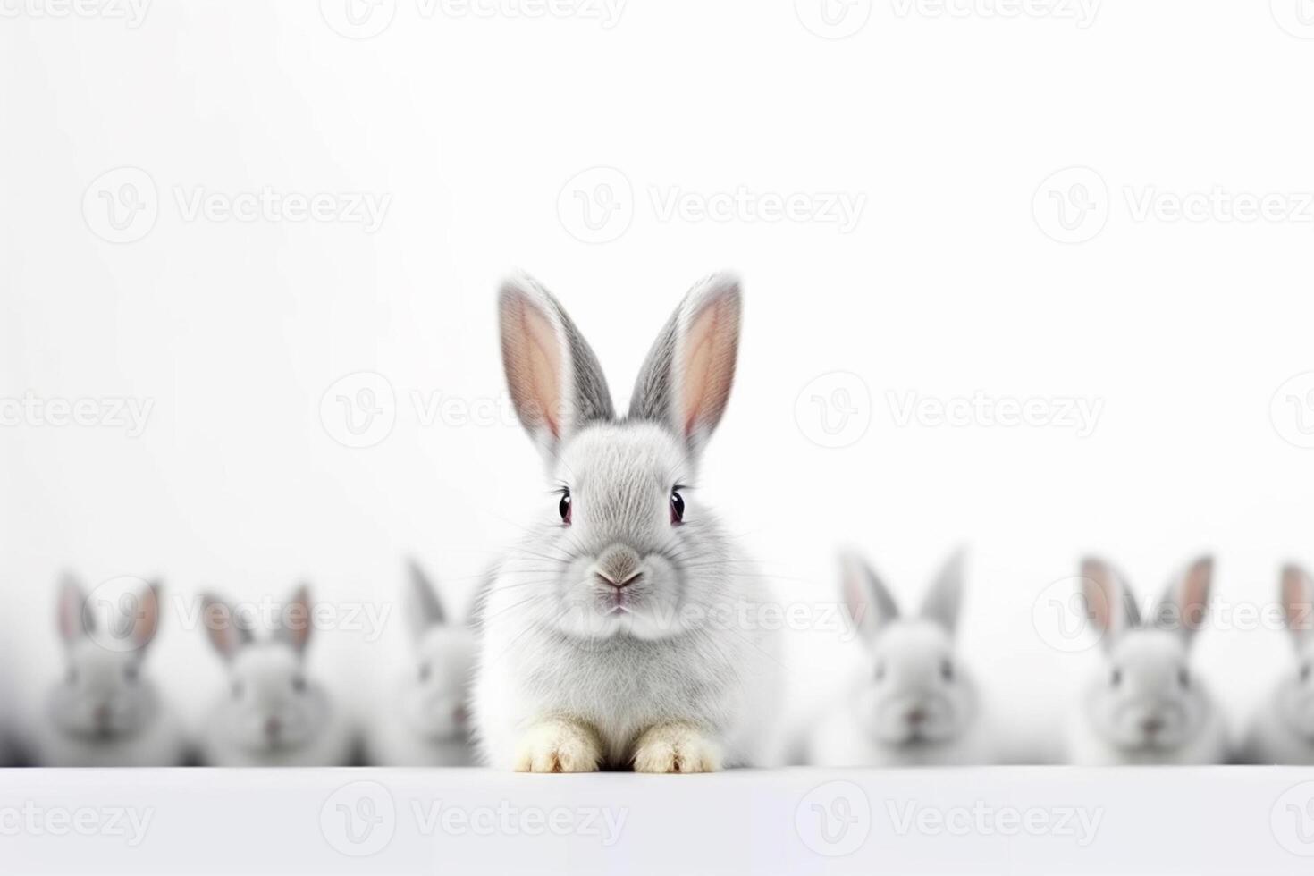 AI generated Cute rabbit animal realistically. white background photo