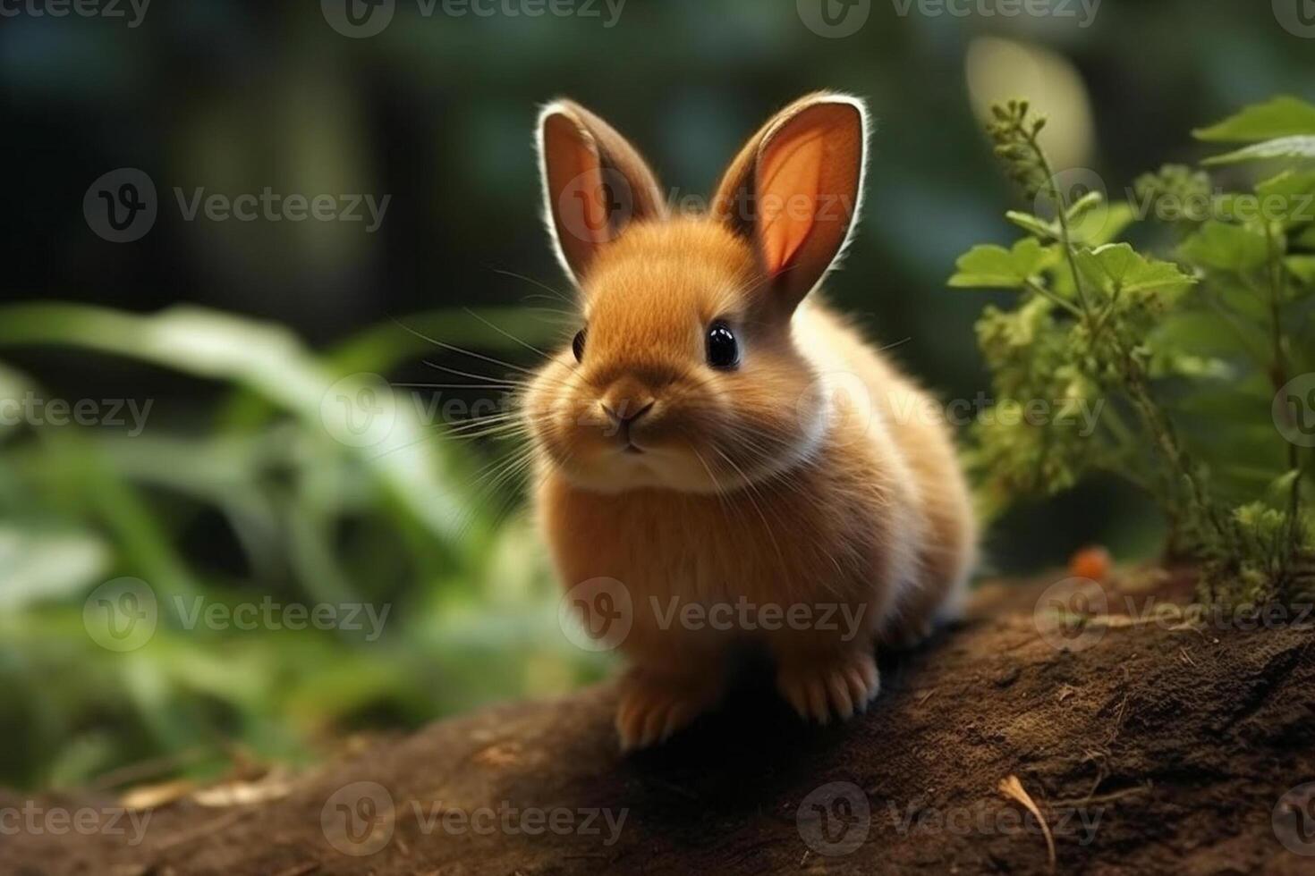AI generated Cute rabbit animal realistically. white background photo