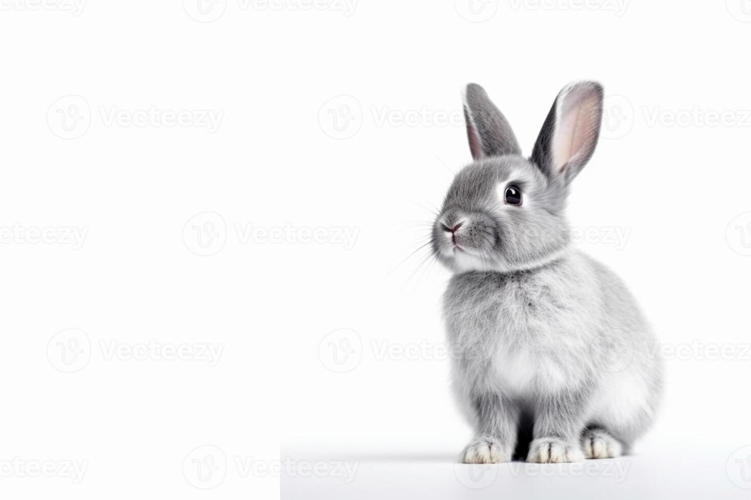 AI generated Cute rabbit animal realistically. white background photo