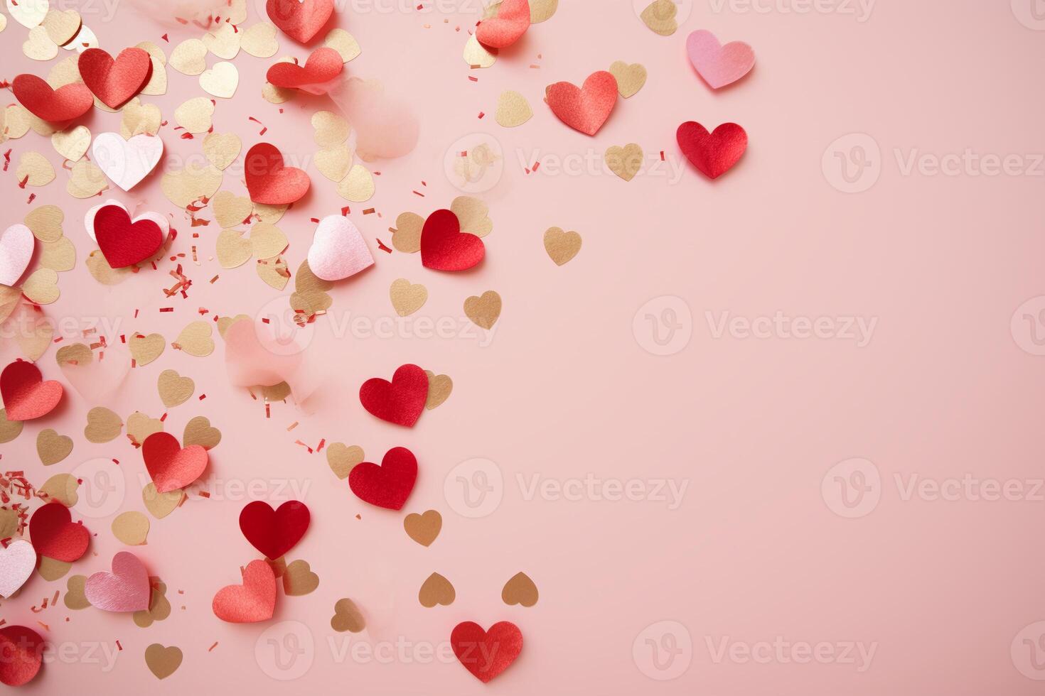 ai generado corazones y papel picado en rosado antecedentes para san valentin día. foto