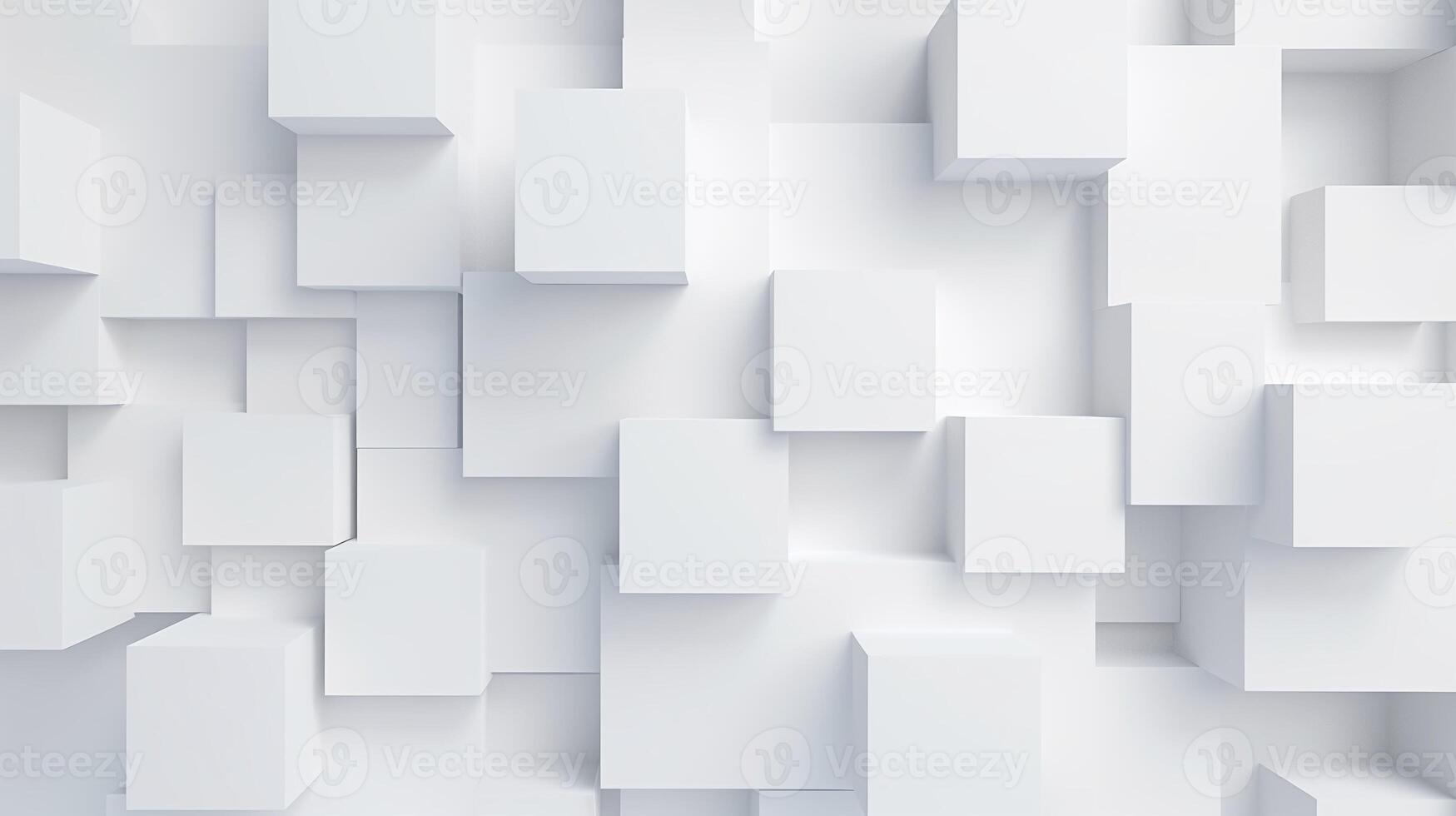 AI generated Abstract 3D rendering of white cubes. Futuristic background design. photo