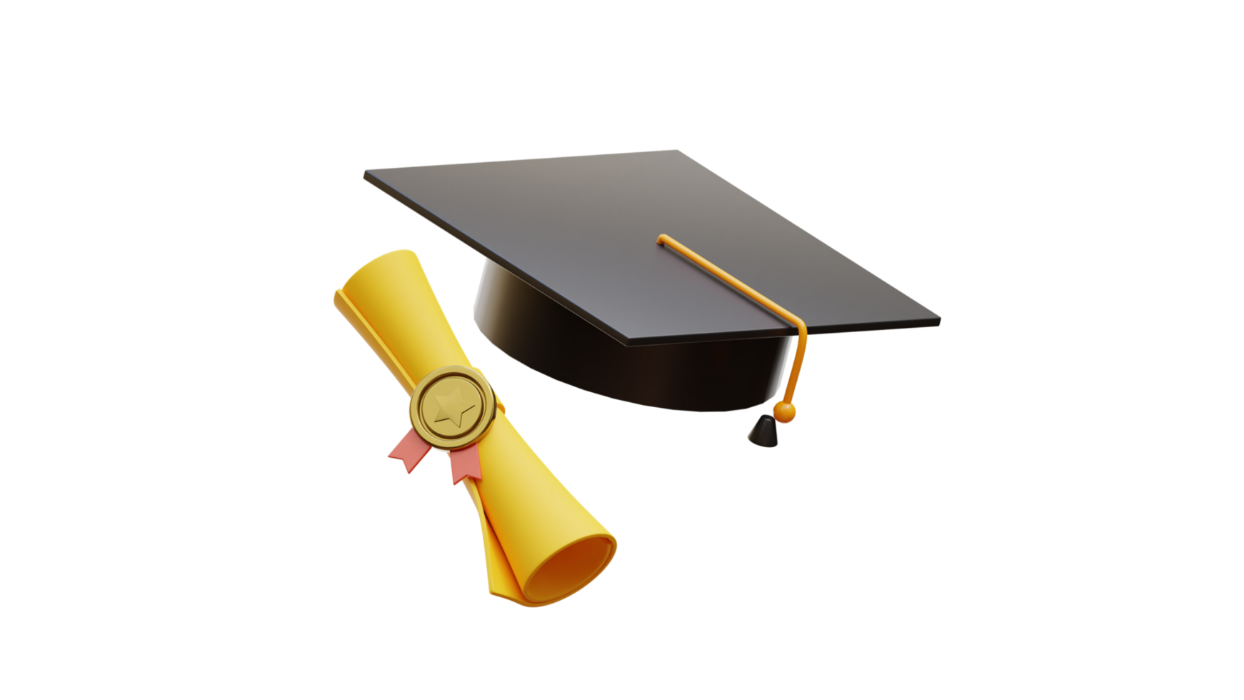 graduation cap and diploma on transparent background png