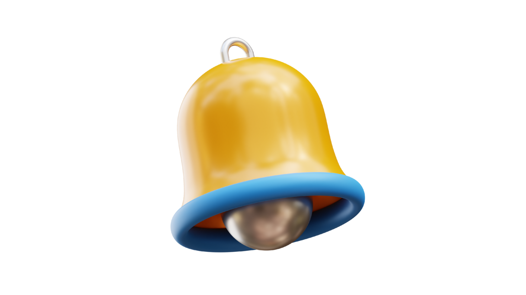 a yellow bell with a blue handle on a transparent background png