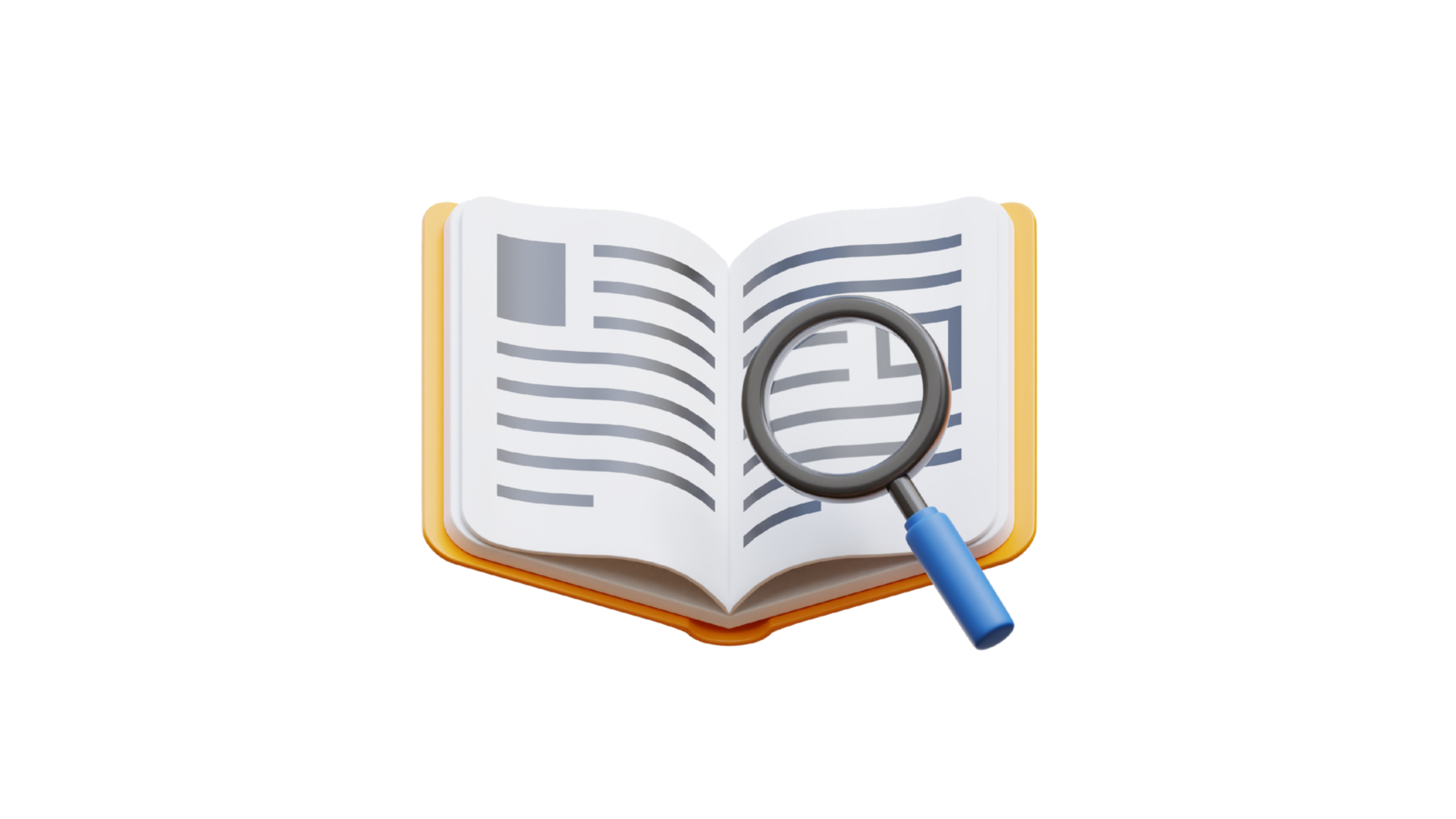 search icon with magnifying glass on open book png