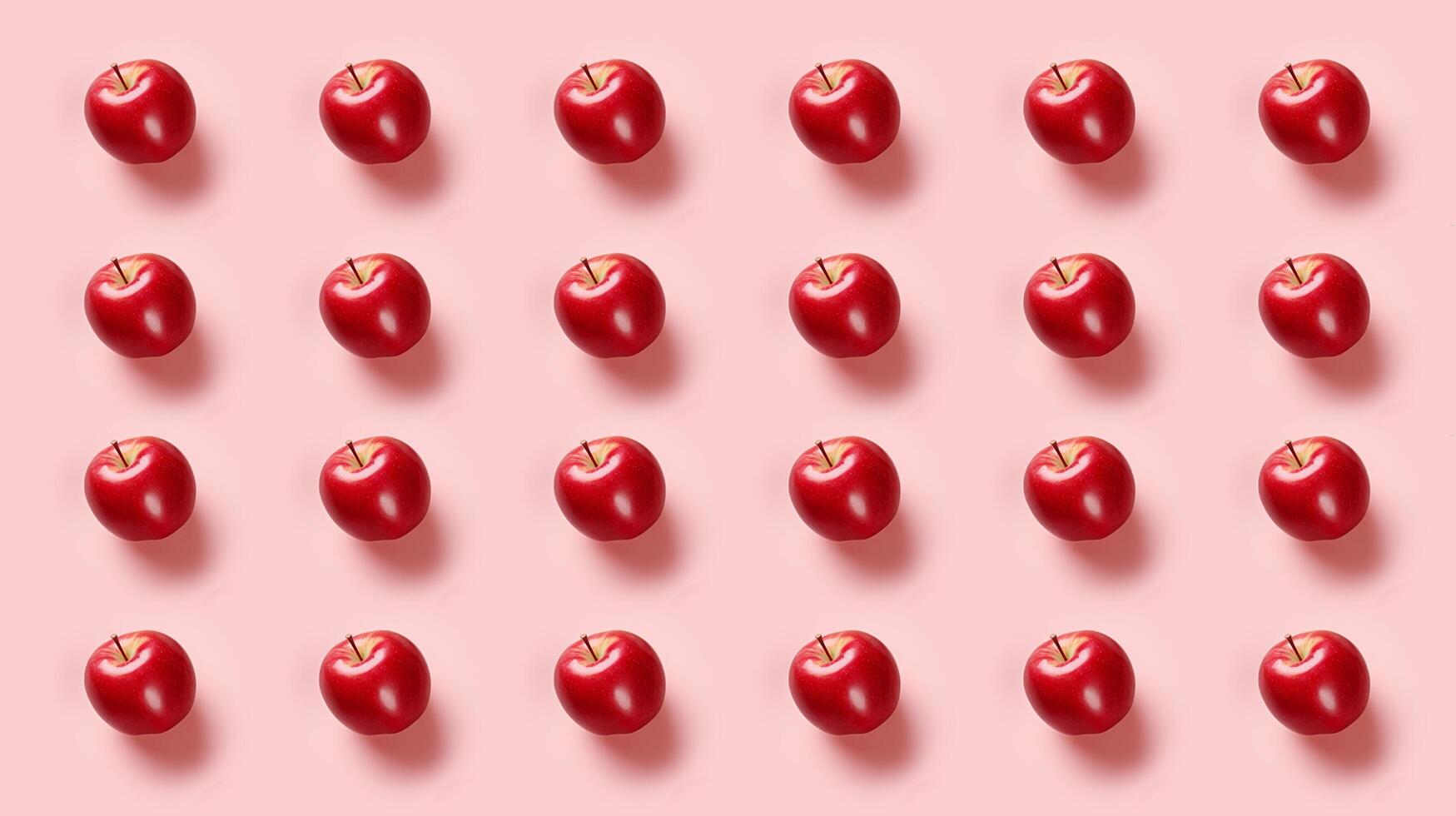 AI generated Seamless pattern of red apples on pink background. photo