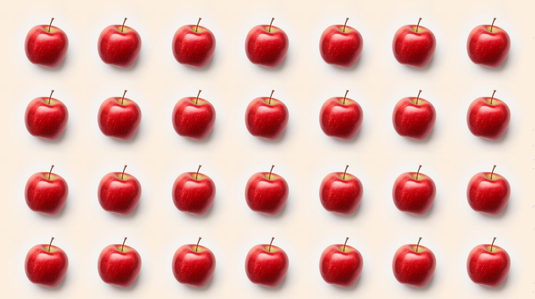 AI generated Seamless pattern of red apples on beige background. photo