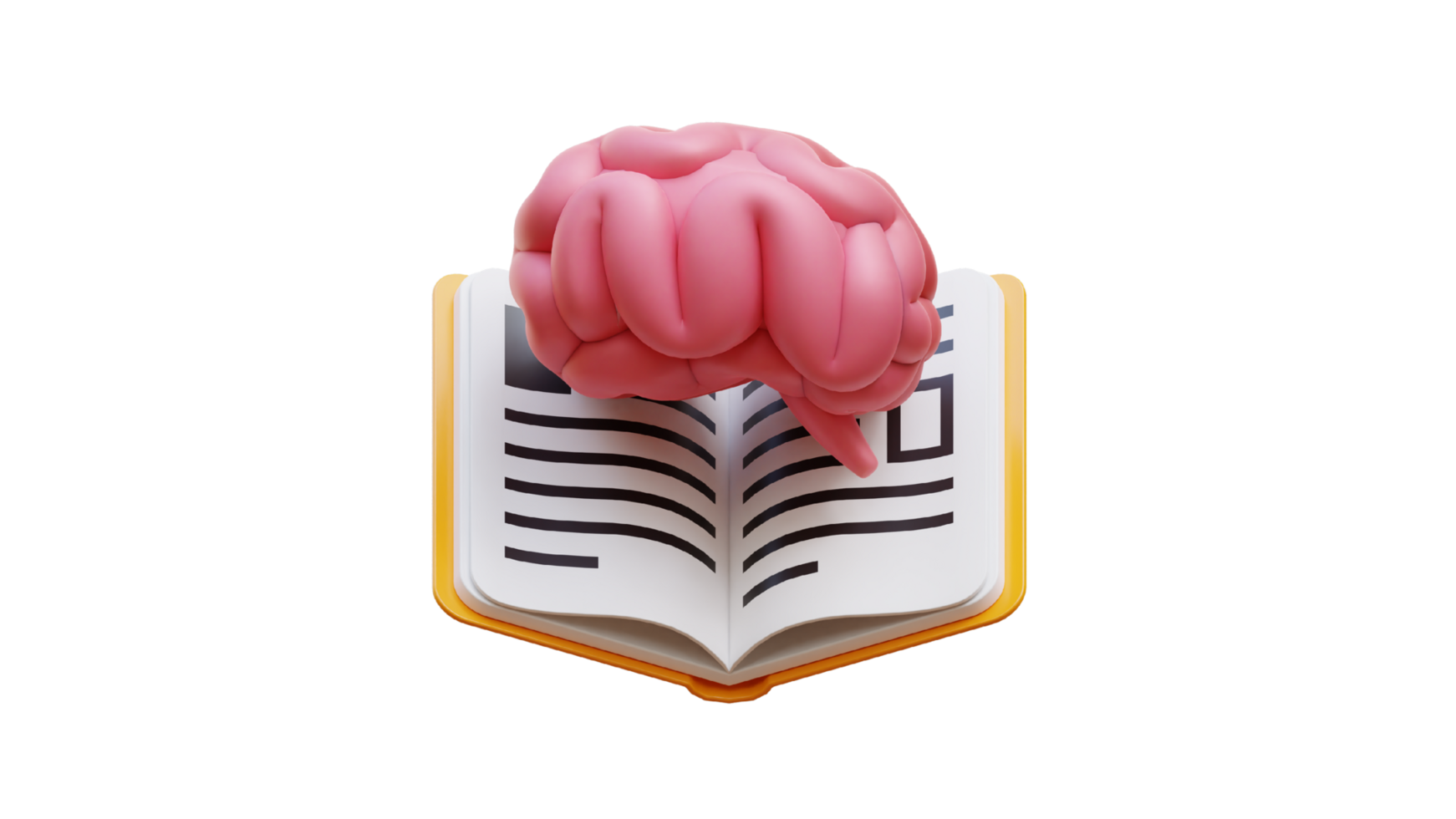 an open book with a brain inside it png