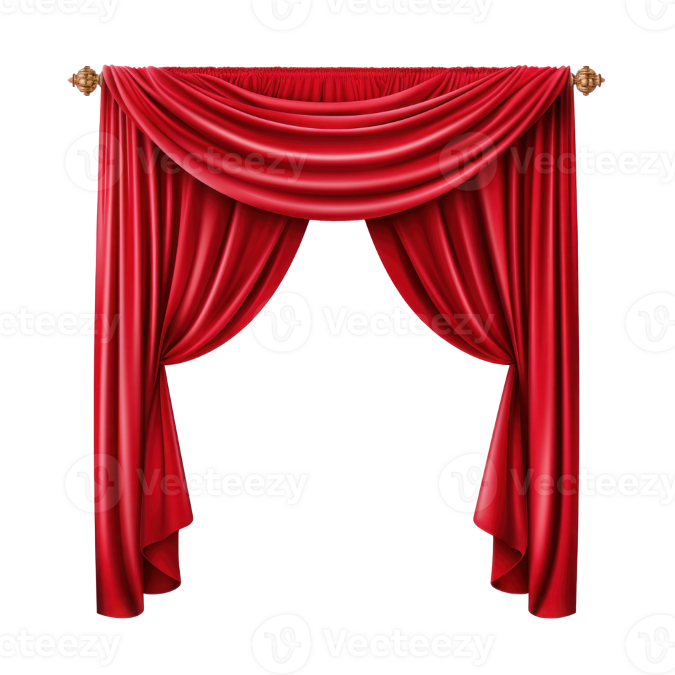AI generated Red curtains isolated on transparent background png