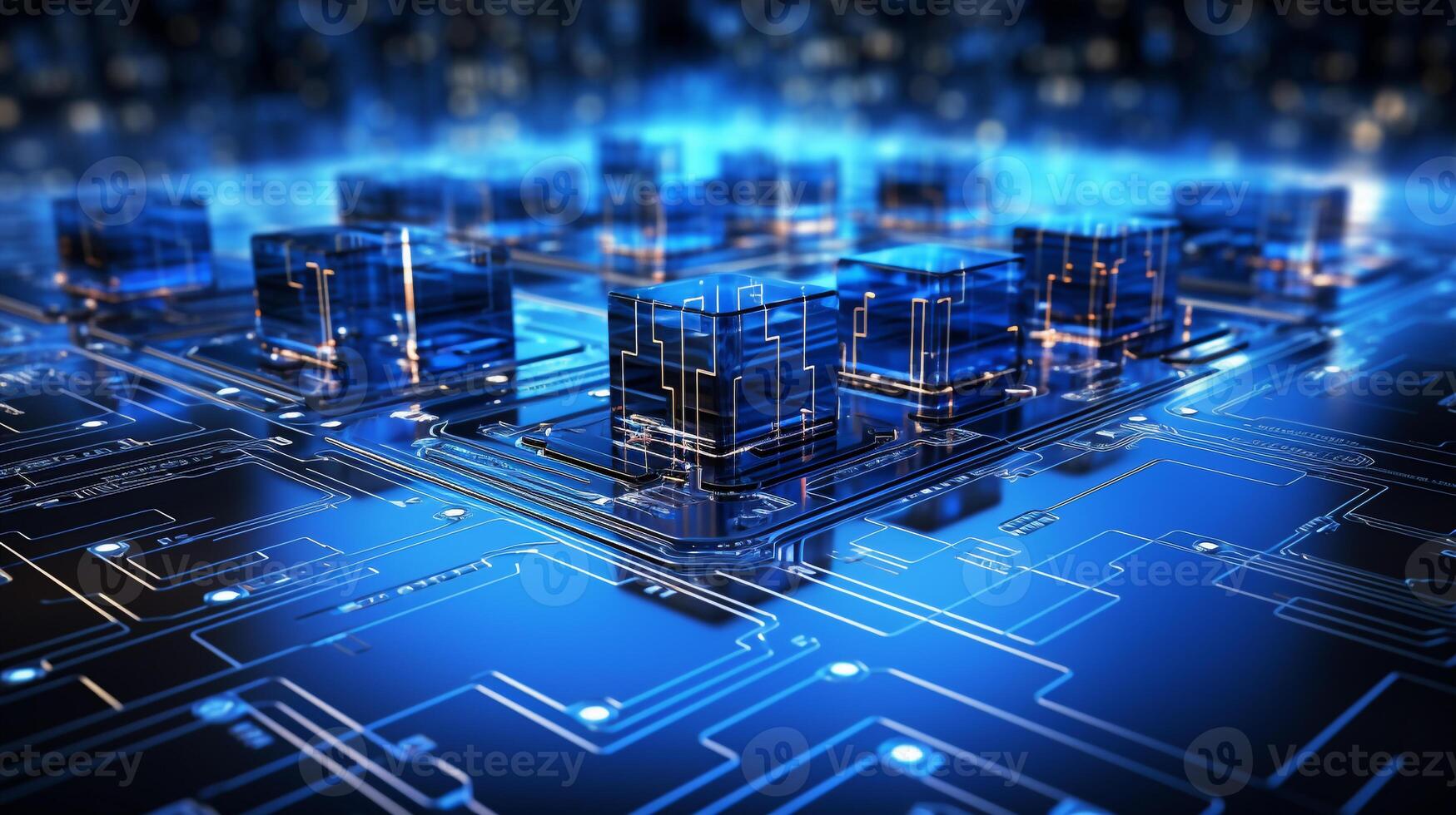 AI generated cyberspace data science, internet connection, cloud networking artificial intelligence futuristic blue color abstract digital technology background photo