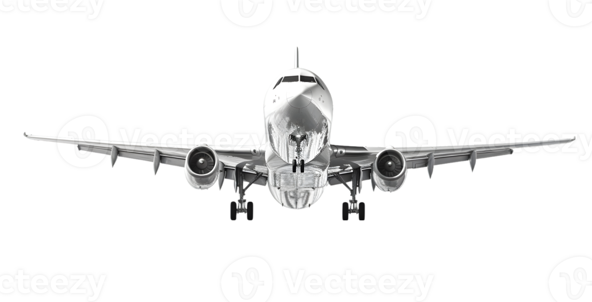 AI generated White metallic commercial airplane jetliner flying, 3D realistic passenger jet vehicle, png format on transparent background, AI Generative