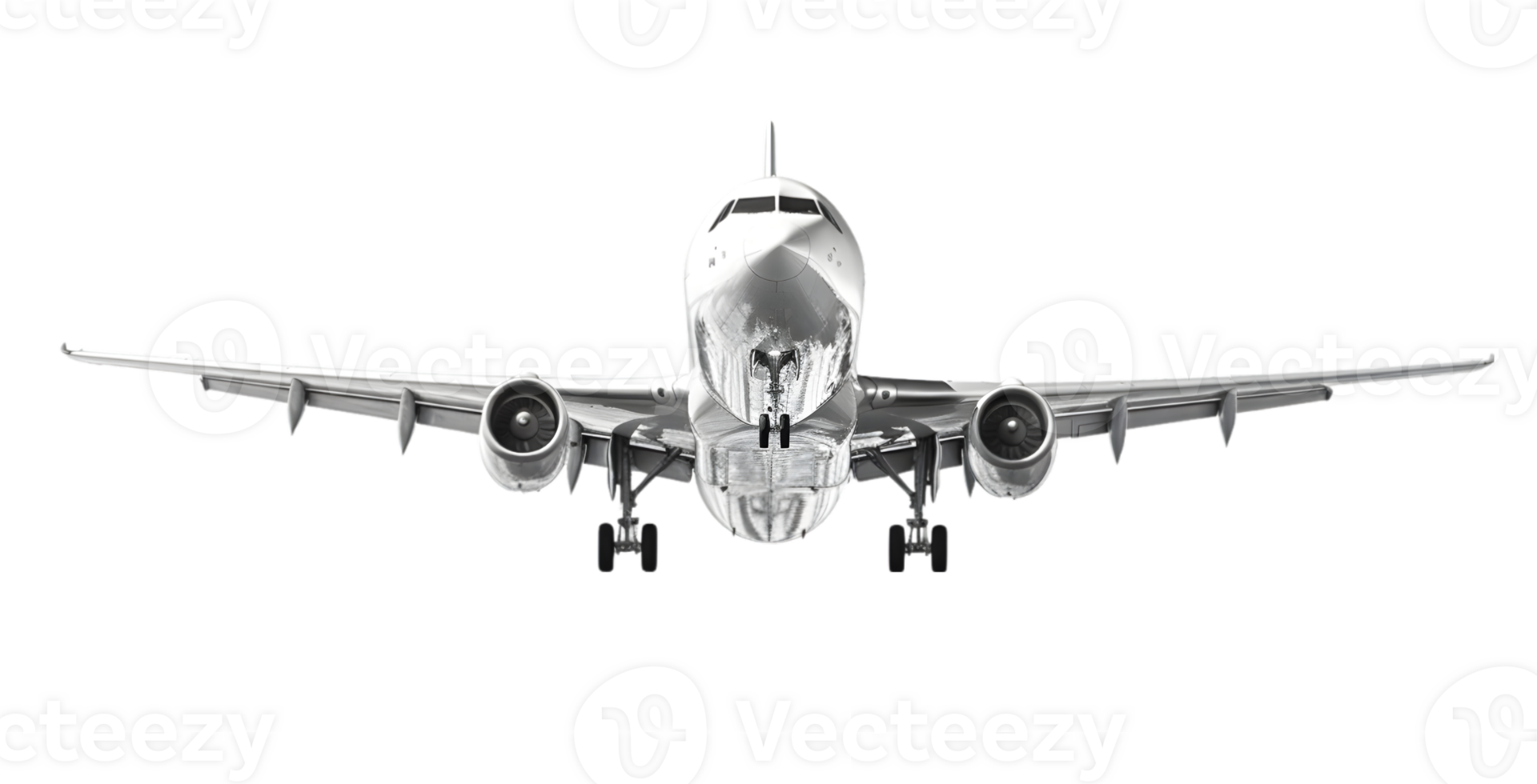 ai genererad vit metallisk kommersiell flygplan jetliner flygande, 3d realistisk passagerare jet fordon, png formatera på transparent bakgrund, ai generativ