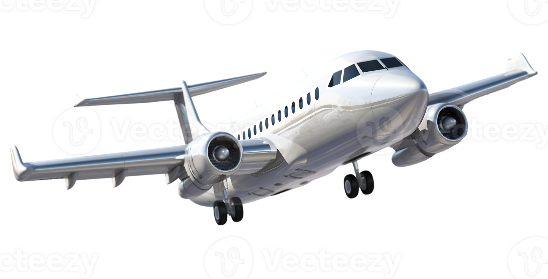 AI generated White metallic commercial airplane jetliner flying, 3D realistic passenger jet vehicle, png format on transparent background, AI Generative