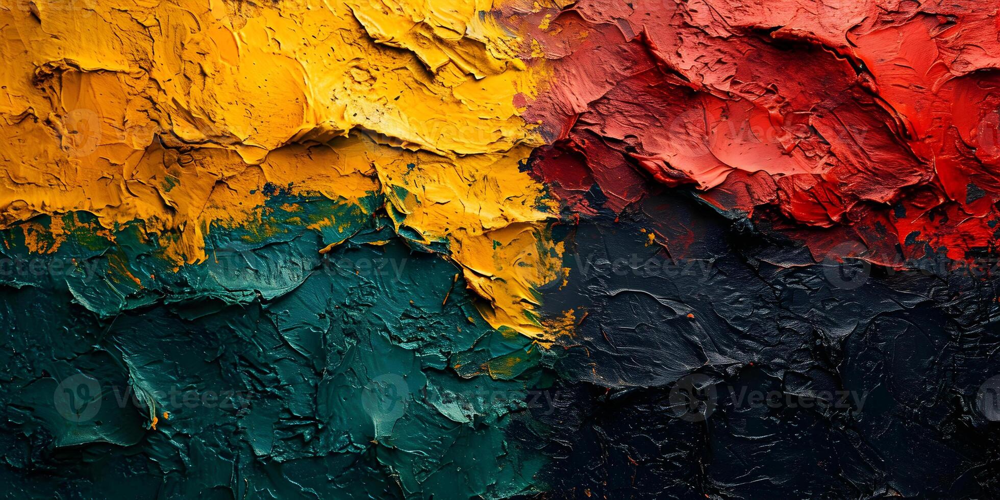 AI generated Black History Month banner, vibrant abstract texture, red yellow green and black paint color background. Juneteenth Freedom Day Celebration, african liberation day concept. photo