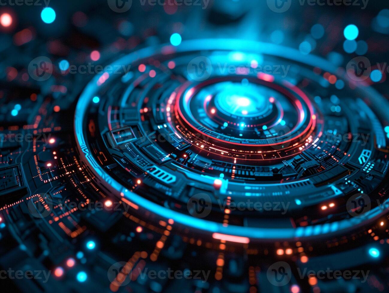 Digital technology innovation science ai background with HUD modern design, futuristic interface screen. photo