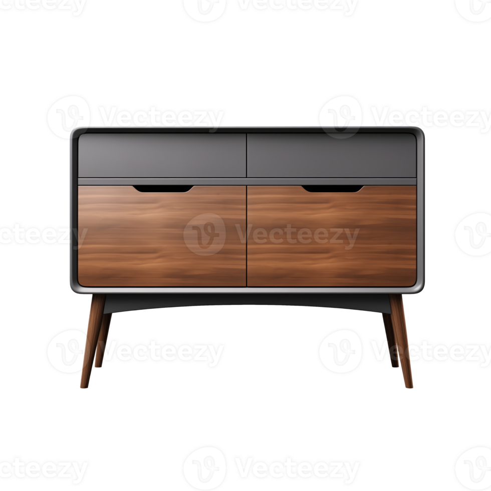 AI generated Console Cabinet. Scandinavian modern minimalist style. Transparent background, isolated image. png