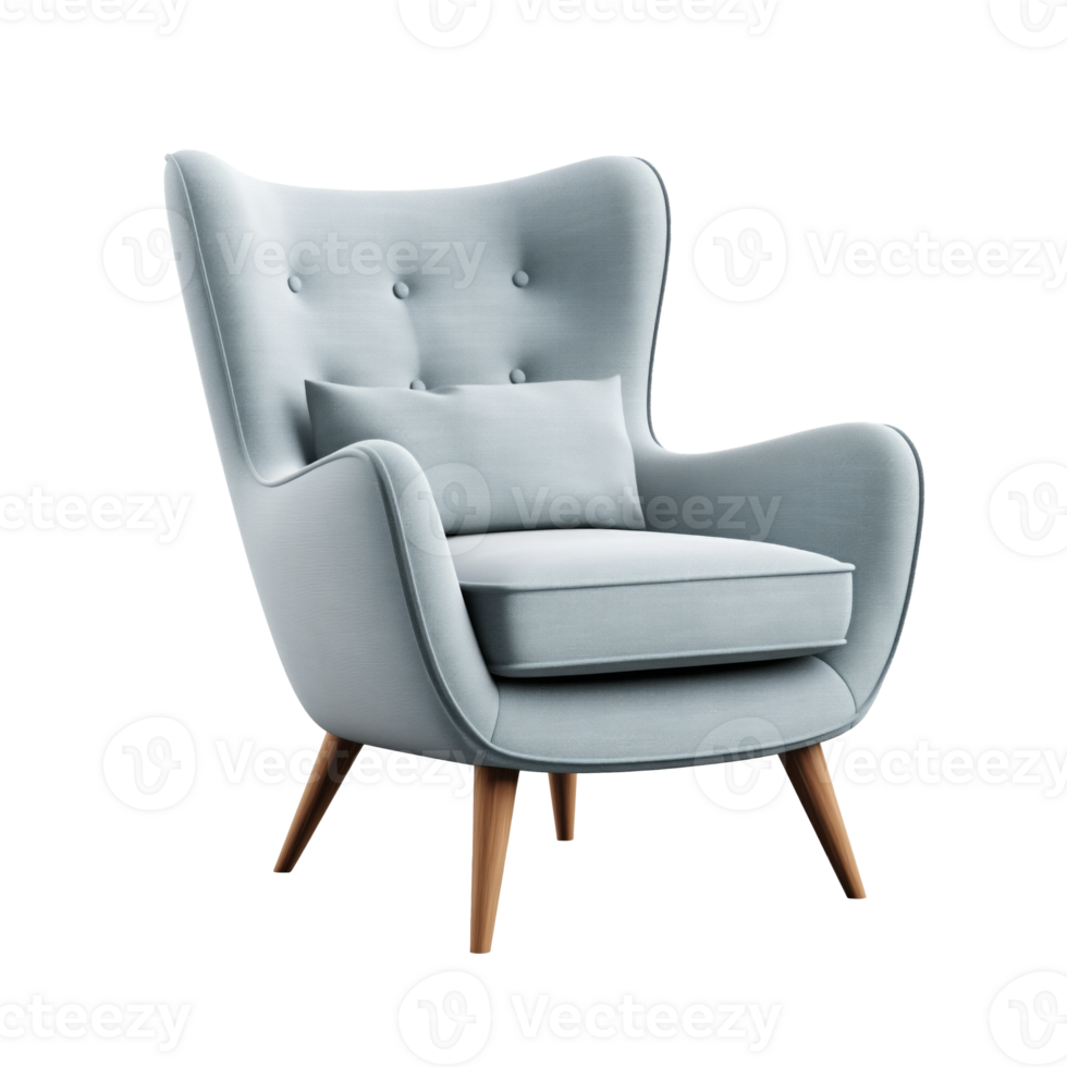 AI generated Armchair. Scandinavian modern minimalist style. Transparent background, isolated image. png