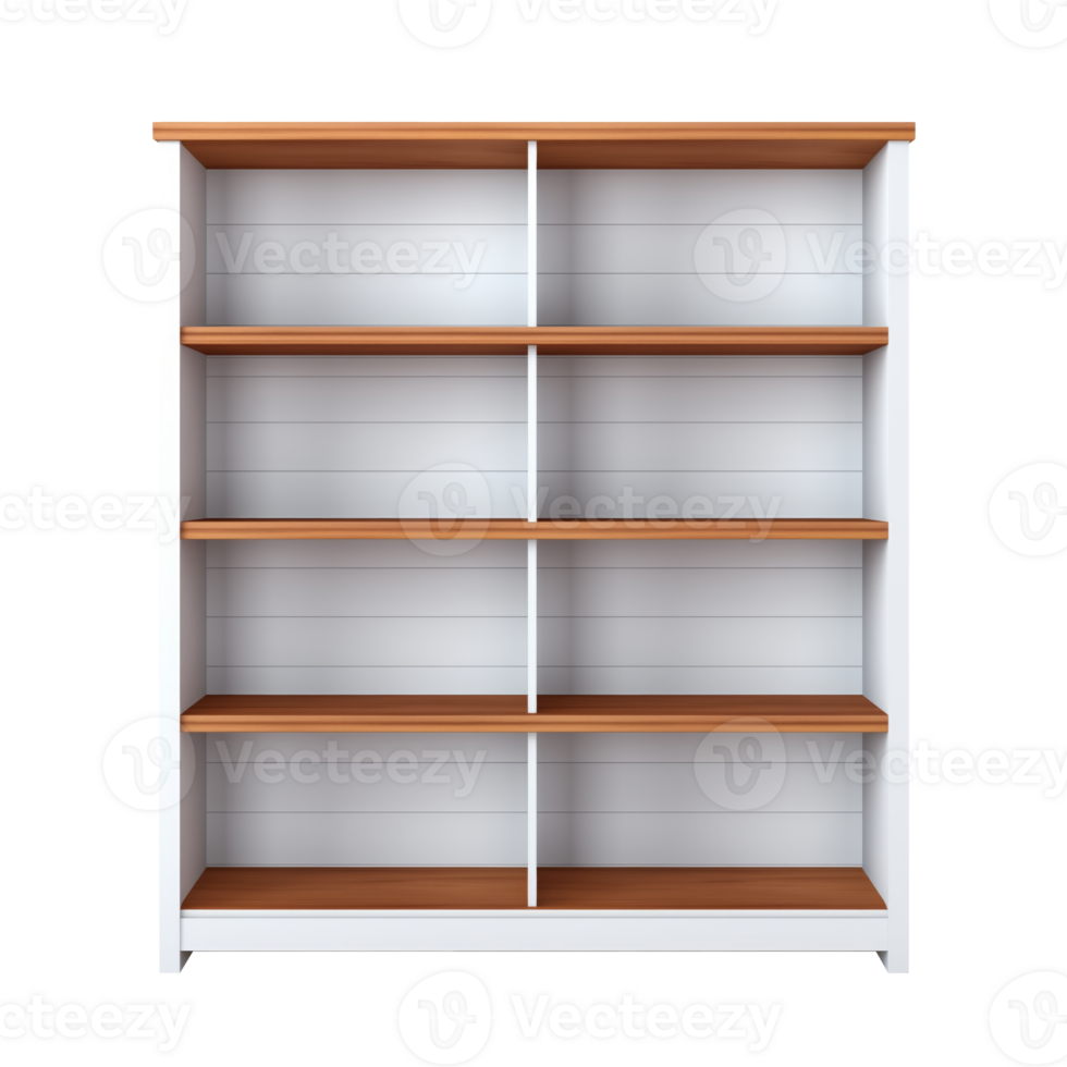 AI generated Bookcase. Scandinavian modern minimalist style. Transparent background, isolated image. png