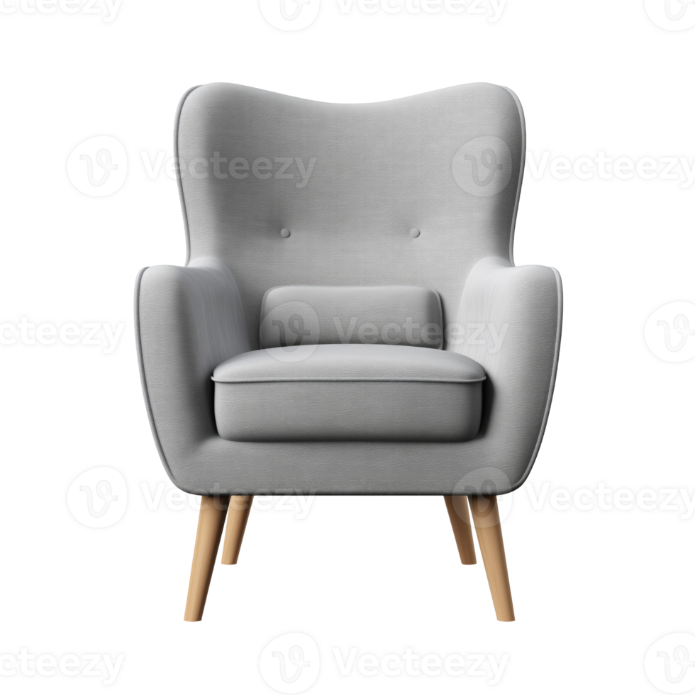 AI generated Armchair. Scandinavian modern minimalist style. Transparent background, isolated image. png