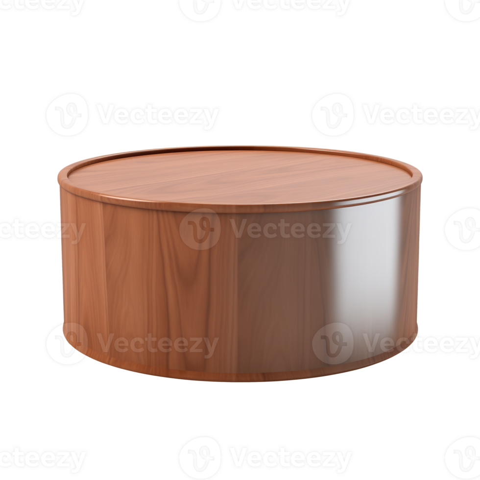 AI generated Drum coffee table. Scandinavian modern minimalist style. Transparent background, isolated image. png