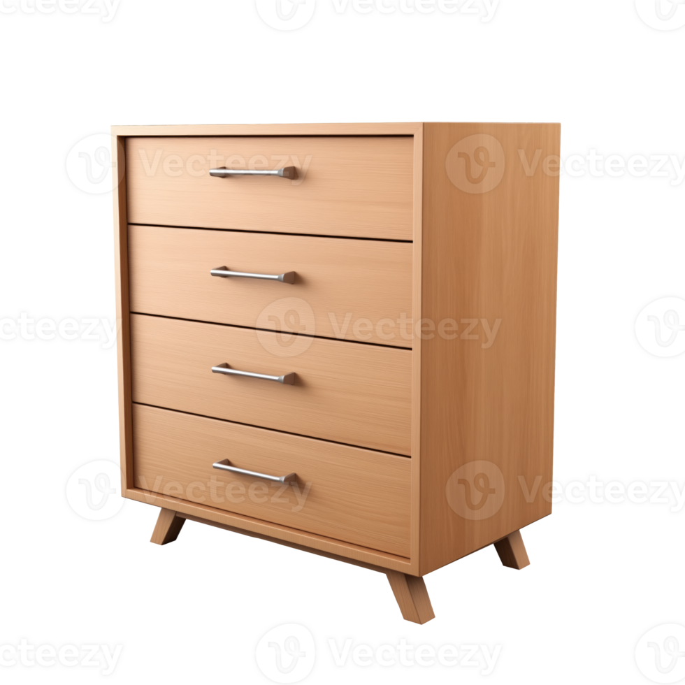 AI generated Chest of Drawers. Scandinavian modern minimalist style. Transparent background, isolated image. png