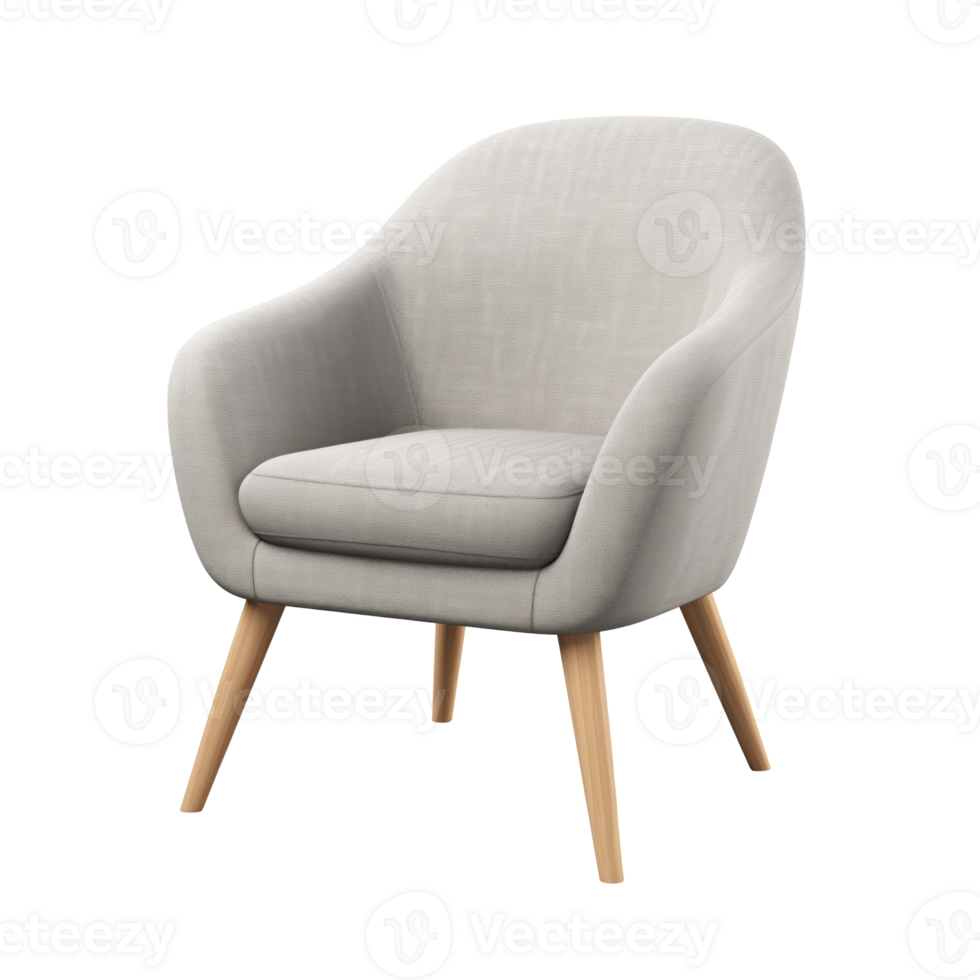 AI generated Accent Chair. Scandinavian modern minimalist style. Transparent background, isolated image. png