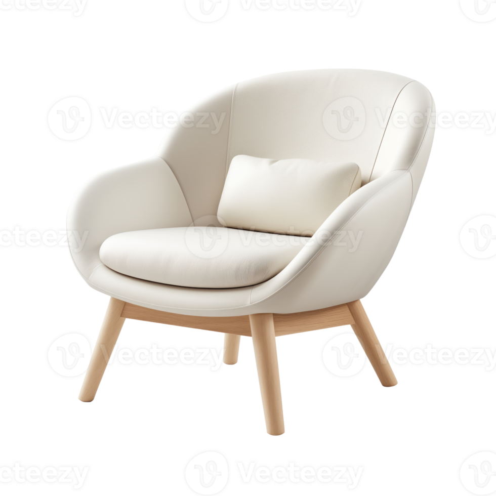AI generated Eggshell white Chair. Scandinavian modern minimalist style. Transparent background, isolated image. png