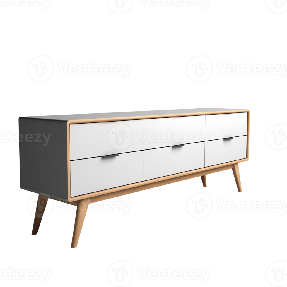 AI generated Console Cabinet. Scandinavian modern minimalist style. Transparent background, isolated image. png
