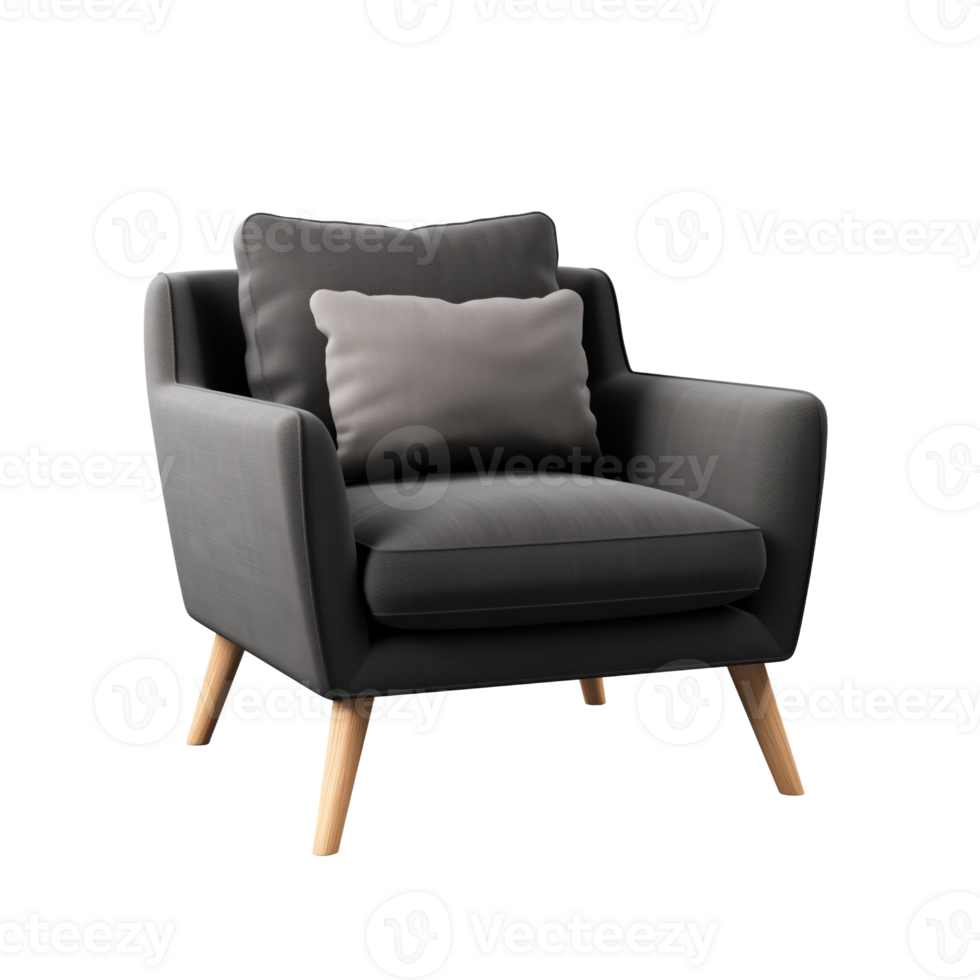 AI generated Armchair. Scandinavian modern minimalist style. Transparent background, isolated image. png