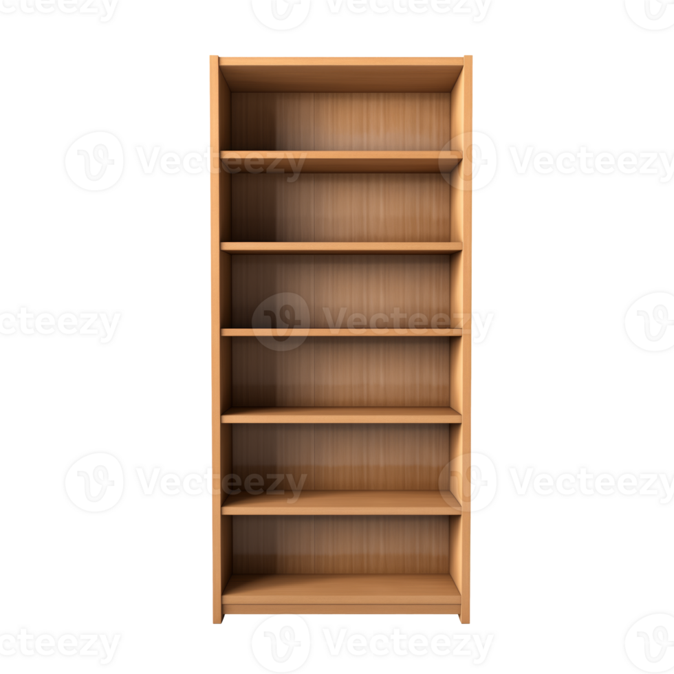 AI generated Bookcase. Scandinavian modern minimalist style. Transparent background, isolated image. png