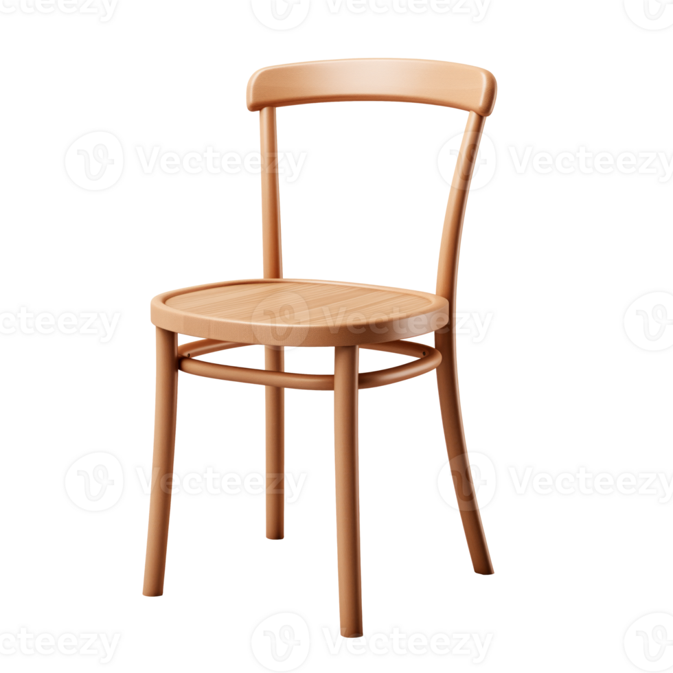 AI generated Wooden Chair. Scandinavian modern minimalist style. Transparent background, isolated image. png