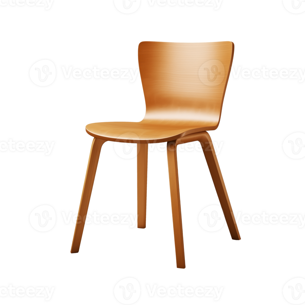 AI generated Wooden Chair. Scandinavian modern minimalist style. Transparent background, isolated image. png