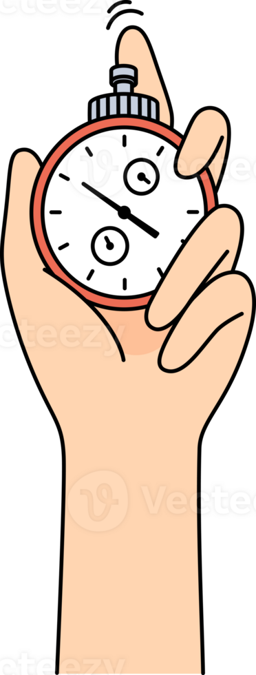 Stopwatch in hand of person tracking speed of athlete or productivity of company employee. Concept of importance of increasing productivity and meeting deadlines on time to achieve career success png