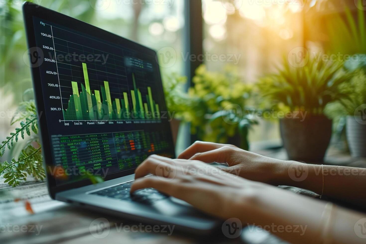AI generated Business data analysis graph finance management plan key performance Indicator and report chart strategy marketing. photo