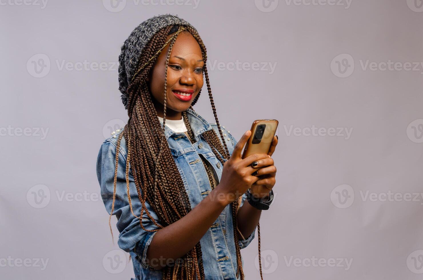 African businesswoman using smartphone photo