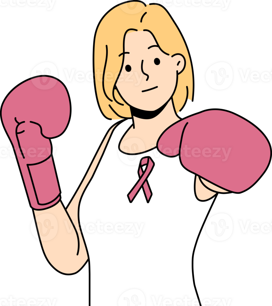 kvinna kämpar cancer- tumör använder sig av boxning handskar och göra motstånd utveckling bröst cancer png