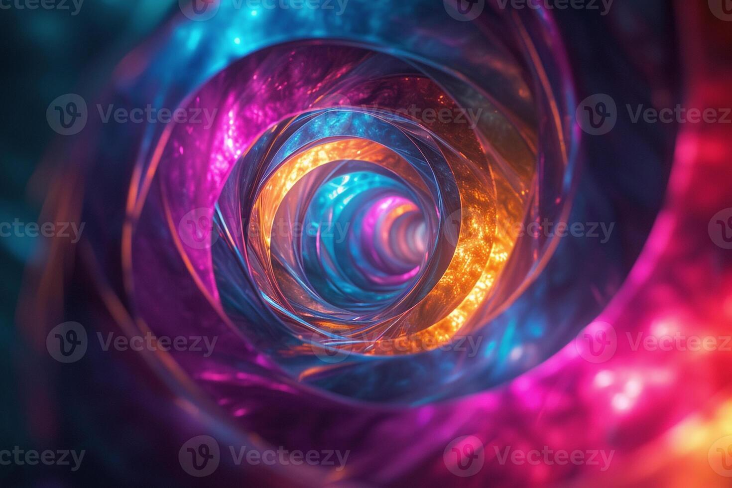 AI generated neon effect spiral photo