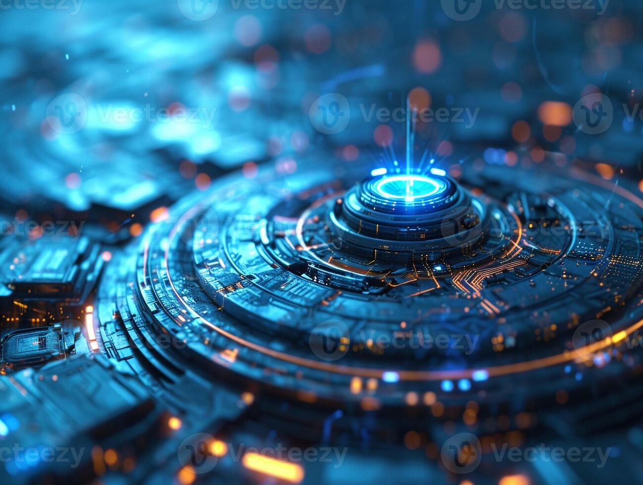 AI generated Digital technology innovation science ai background with HUD modern design, futuristic interface screen. photo